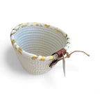 Zaya Woven Bowl – White & Gold