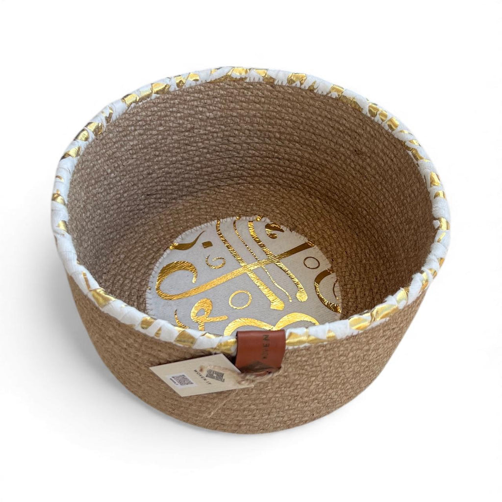 Nura Woven Basket – White & Jute