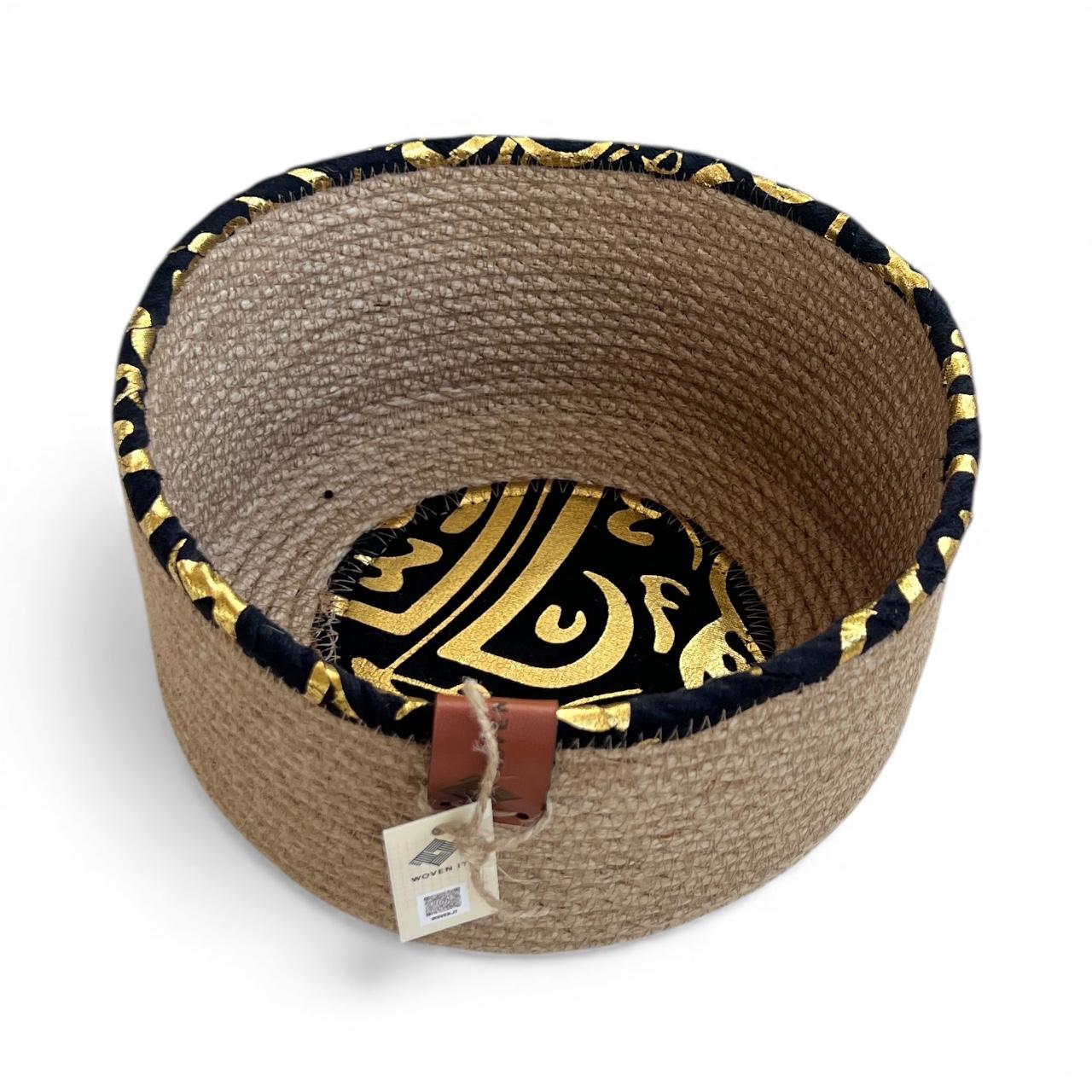 Nura Woven Basket – Black & Jute