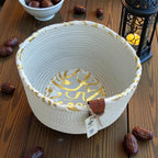 Nura Woven Basket – White & Gold