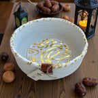 Ayla Woven Plate – White & Gold