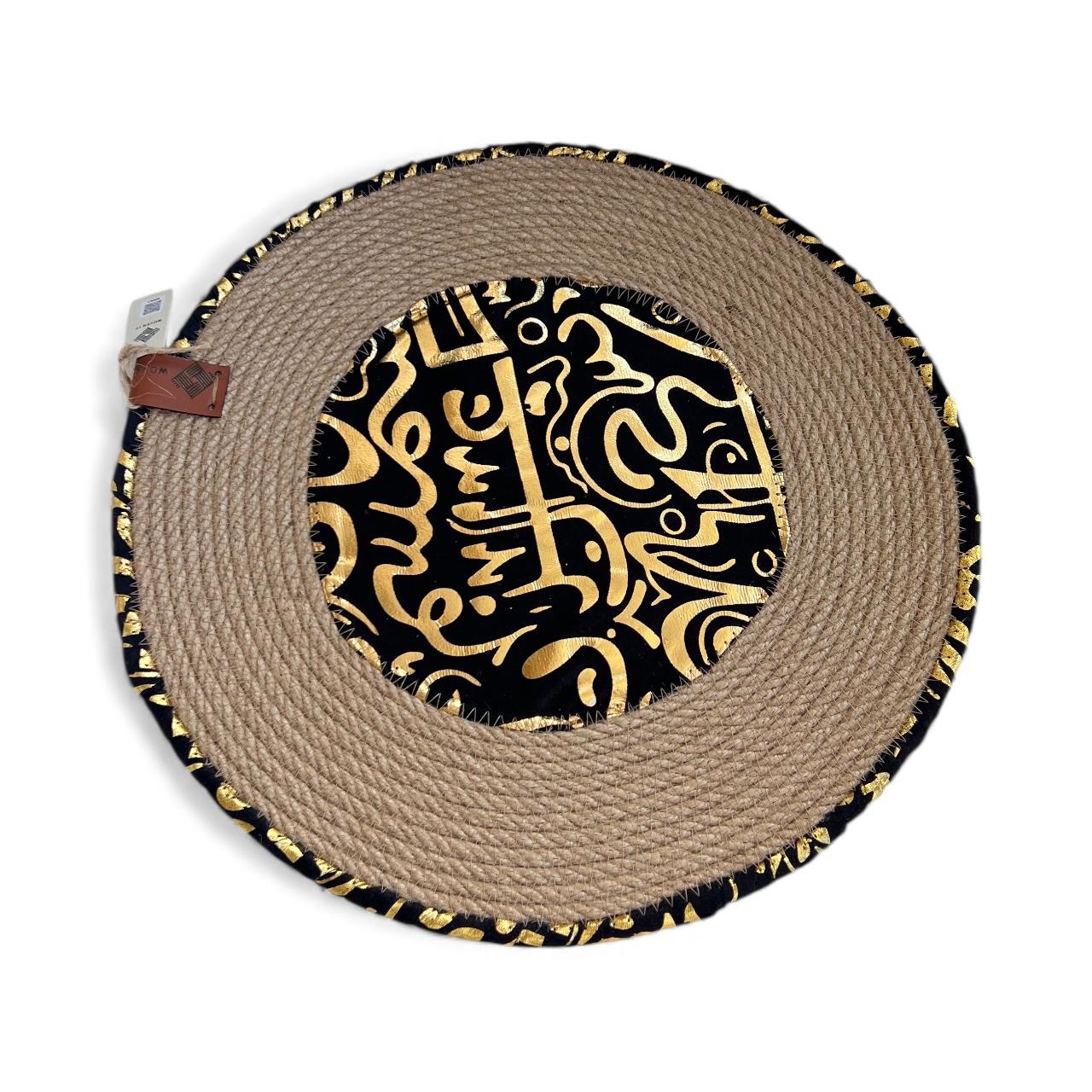 Luna Round Placemat – Black & Jute