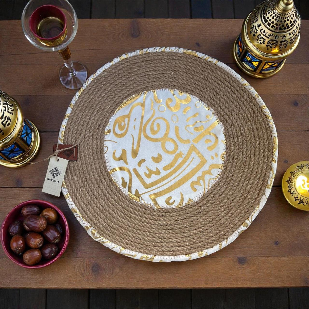 Luna Round Placemat – White & Jute