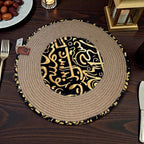 Luna Round Placemat – Black & Jute