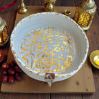 Ruvia Woven Plate – White & Gold